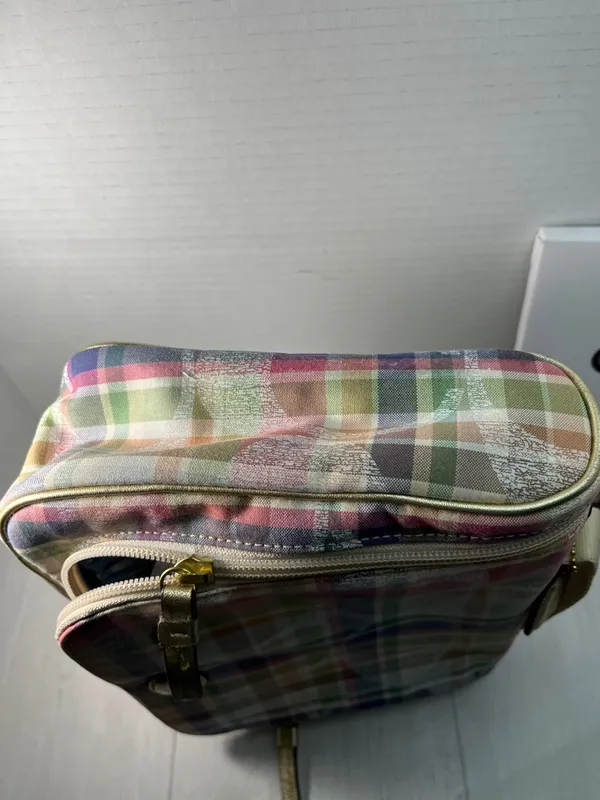 Rare COACH Multicolor Plaid Patent Cosmetic Pouch - Image 6