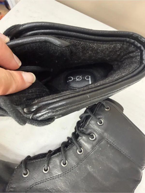 b.o.c. Black Leather Combat Boots Fold Over Cuff Sz 7 Moto Fall Boho Witchy - Image 7