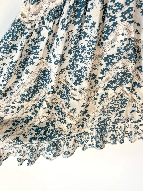 Intimately Free People White Blue Floral Voile Lace Trapeze Swing Tunic Dress - Image 7