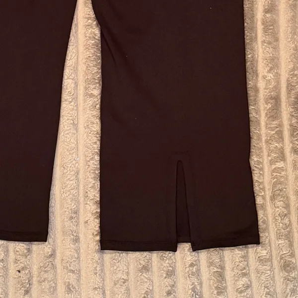 Gaiam‎ Womens Black Cropped Flare Yoga Pants Slit Hem Athletic Leggings Large - Image 6