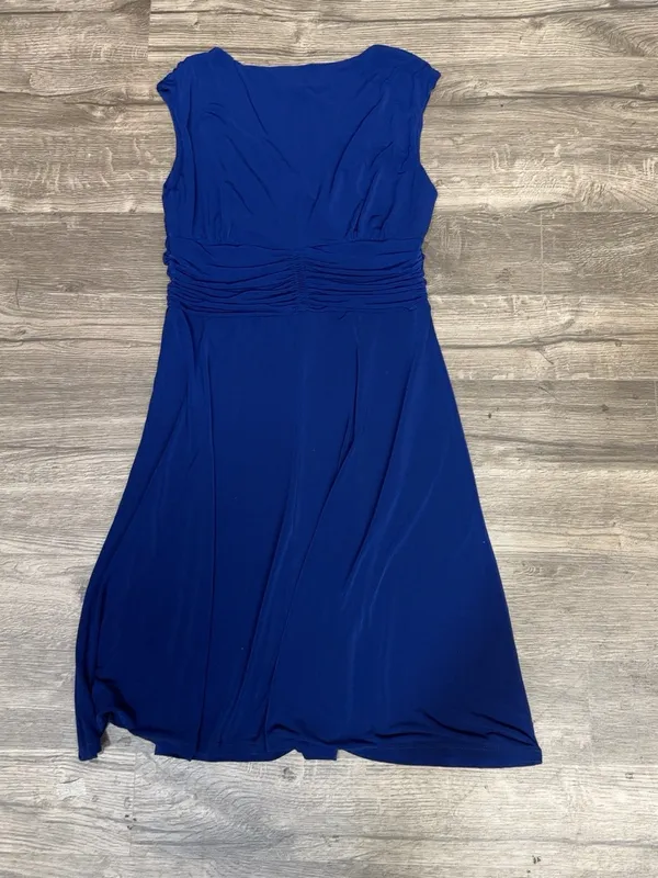 AA Studio Navy Blue Purple Undertone Ruched Midi Dress Size 10 - Image 8