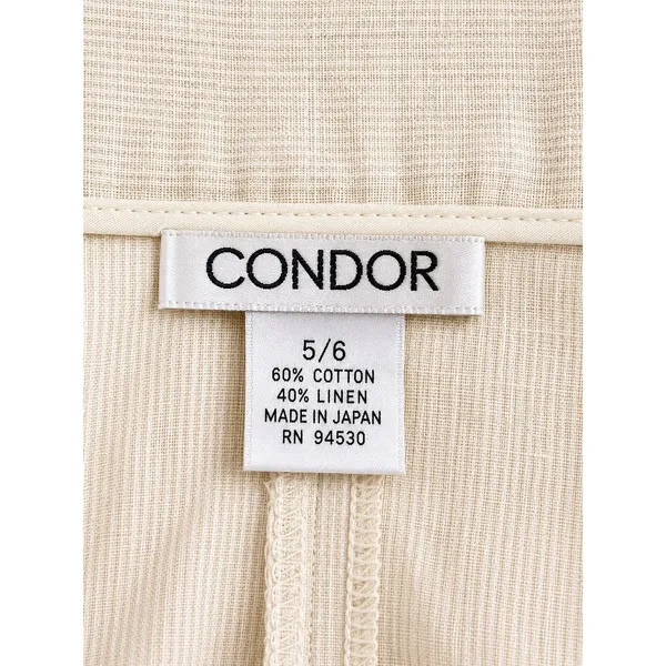 Condor Linen Blend Wide Leg Cropped Pants Beige Button Detail High Rise Size 5/6 - Image 7
