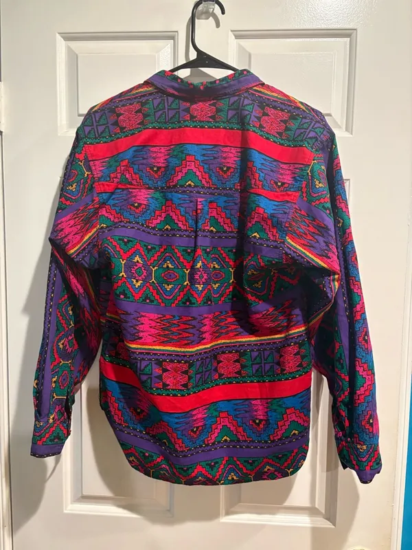 Wrangler vintage Southwestern print women’s button-up shirt sz S pink purple - Image 2