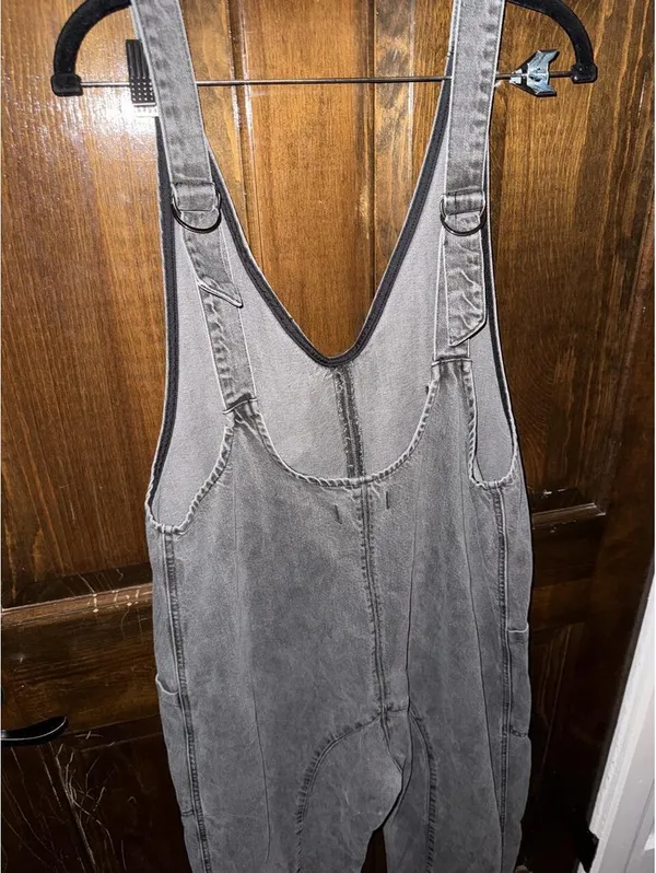 Free people Women's Black High Roller Overall Denim Jumpsuit - Image 3