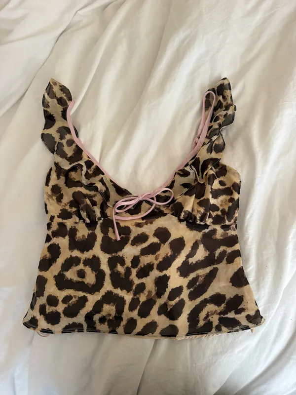 Revolve ruffle cheetah halter top - Image 2