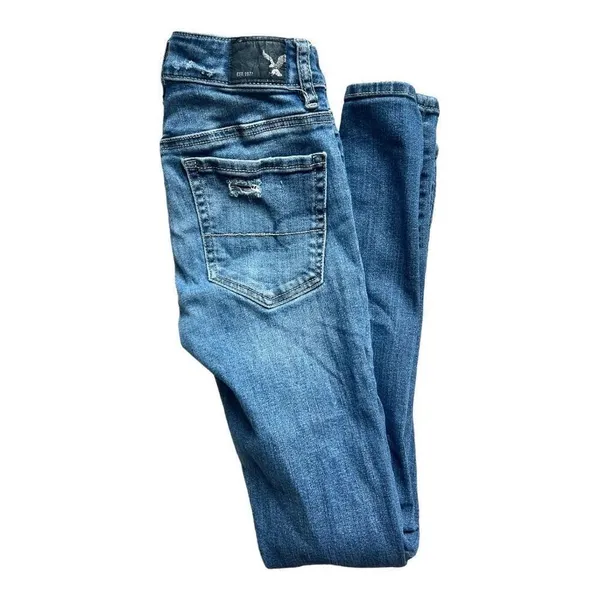 Womens American Eagle AEO Hi-Rise Distressed Ripped Jegging Jeans - Sz 00 - Image 4