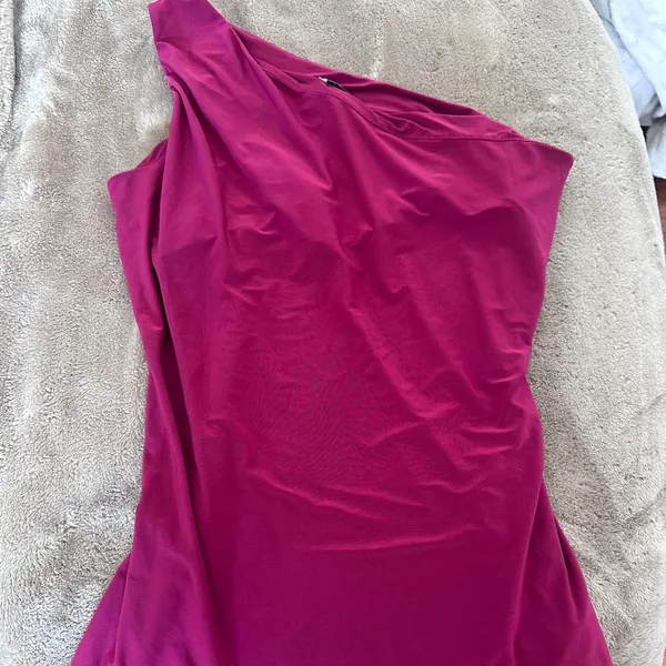 Berry pink vintage cache one shoulder gem top  - Image 3
