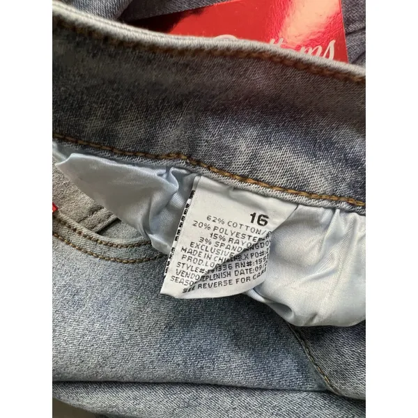Red Bottoms Women High Waisted Relaxed Straight Rhinestone‎ Bow Jeans 16 (34x30) - Image 9