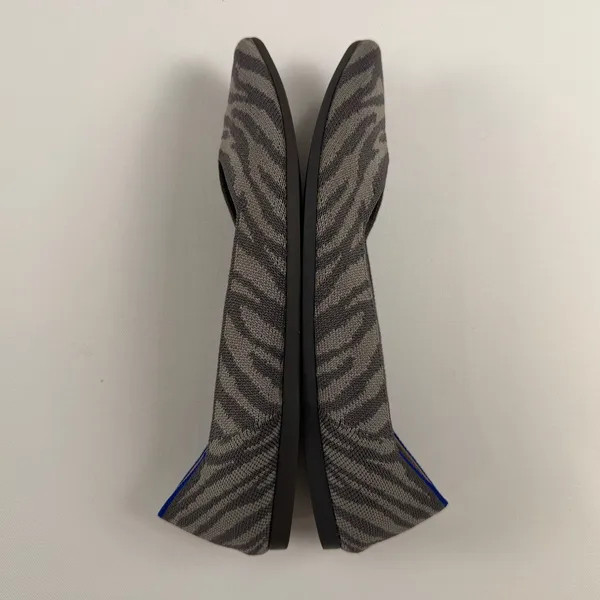 Rothy’s The Point Women’s Gray Zebra Print Knit Pointed Toe Slip-On Flats Size 9 - Image 10