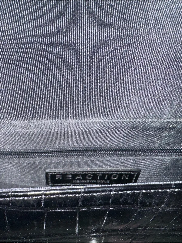 Reaction Kenneth Cole Black Croc-Embossed Shoulder Bag - Image 8