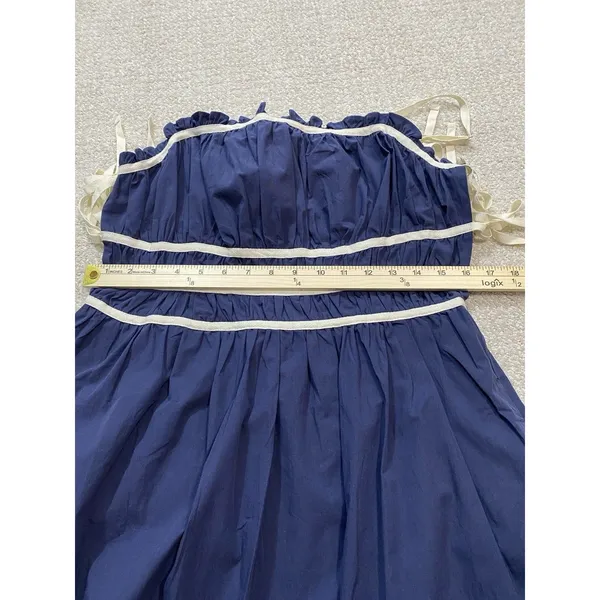 Women's Blue Sleeveless Dress Size L 100% Cotton - Image 12
