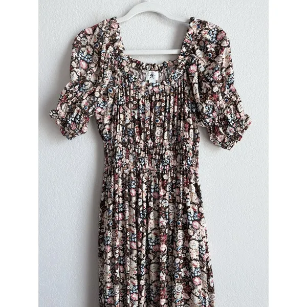 Stockplace The‎ Label Floral Puff Sleeve Midi Dress Women's Small Cottagecore - Image 2