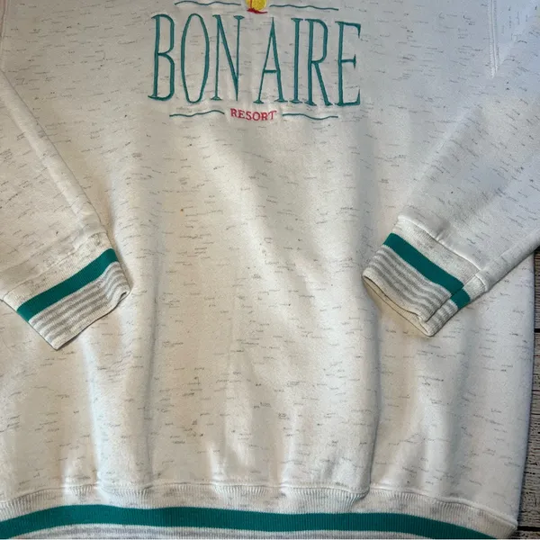 Vintage 90s Oneita Power-Sweats Bon Aire Crewneck Gray USA‎ Made Sweater Size L - Image 4