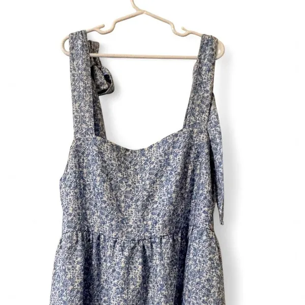 Altar'd State Blue Floral Tie-Strap Mini Dress Sz M - Image 4