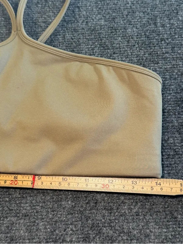 CSB Crop Shop Boutique Tan Strappy Padded Sports Bra Size L Yoga Workout Gym - Image 5