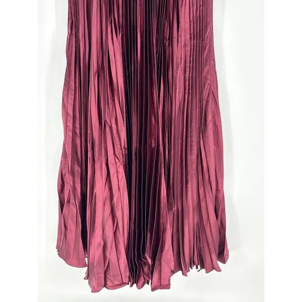MISSACC Maxi Gown Size‎ 10 Cabernet Pleated Flutter Sleeve Floral Applique NWT - Image 9