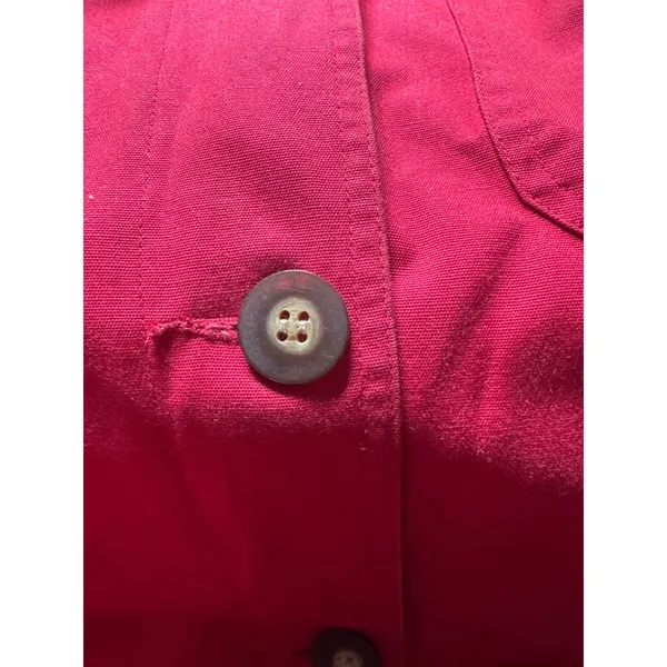 Talbots Red Cotton Barn Jacket Leather Collar Plaid Flannel Lined XS‎ - Image 4