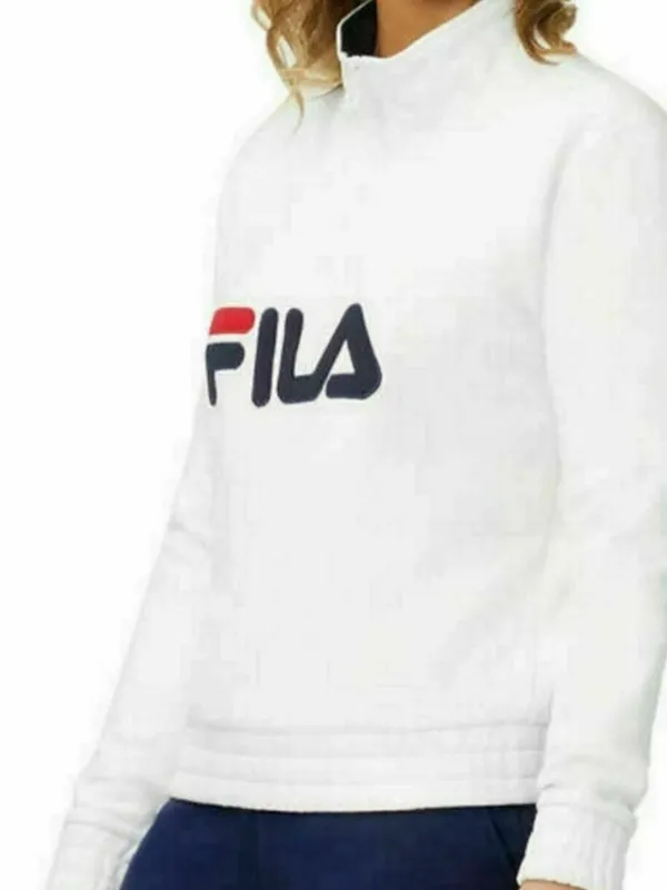 Fila women’s 1/4 zip pullover sweatshirt fleece warm cozy soft white size s - Image 2