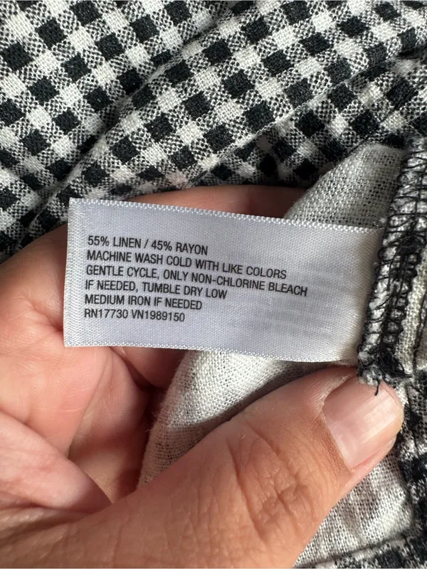 A New Day Linen Blend Black & White Gingham Tank Top - Image 7