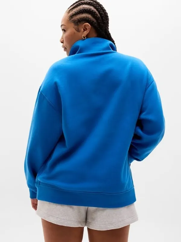 New Athleta S Forever Fleece 1/4 Zip Sweatshirt Breaker Blue Small Regular - Image 2