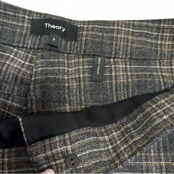 Theory Gray Checkered Women Pants, size XS - Image 3