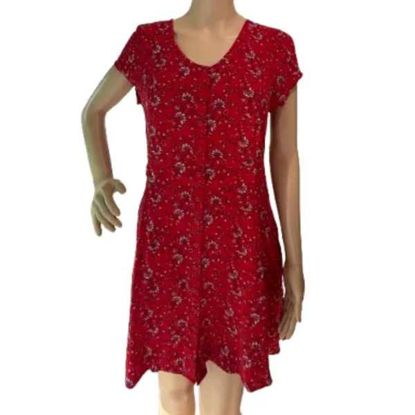 Band of Gypsies Red Floral Mini Dress Sz M - Image 2