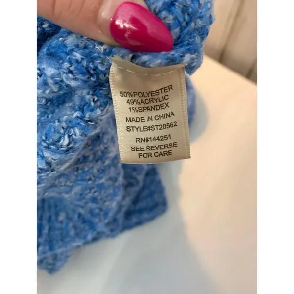 Sincerely Jules Sweater Womens Small Heathered Blue Textured Knit - Image 5