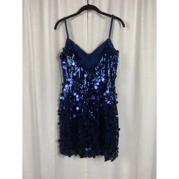 Stacees Dark Navy Sequin Mini Dress Sz.8 NWT Blue - Image 8