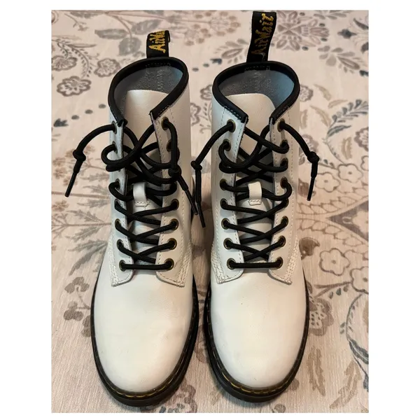 Dr. Martens White Leather Zavala Combat Boots Women's 6 Men's 5 - Image 4