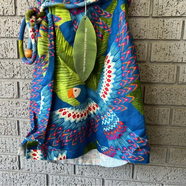 NWT Farm Rio Blue Macaw Mini Wrap Dress Size XS Short Vacation Tropical Cruise - Image 7