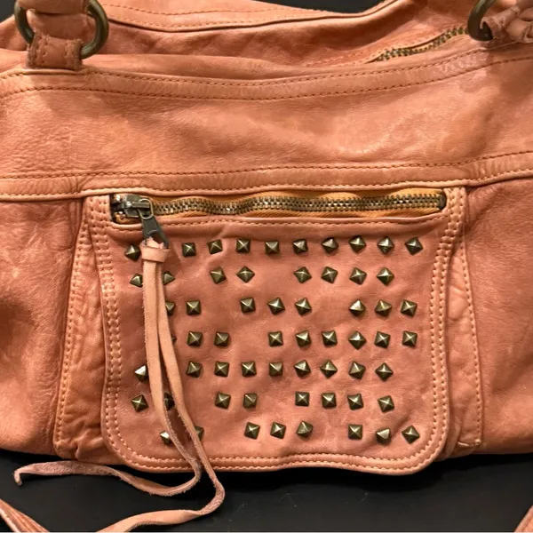 MONI MONI Cinzia Moniaci Brown Italian Leather Studded Splendor Tote Satchel Bag - Image 14