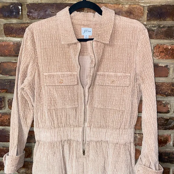 J. Crew Mocha Tan Corduroy Zip-Front Cinched Mini Dress Women's Size 8 - Image 7