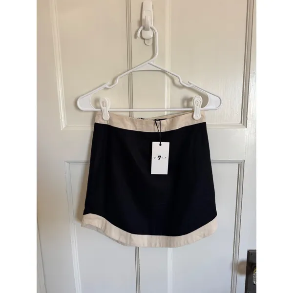 NWT 7 For All Mankind black‎ & cream linen blend top & skirt set size xs - Image 10