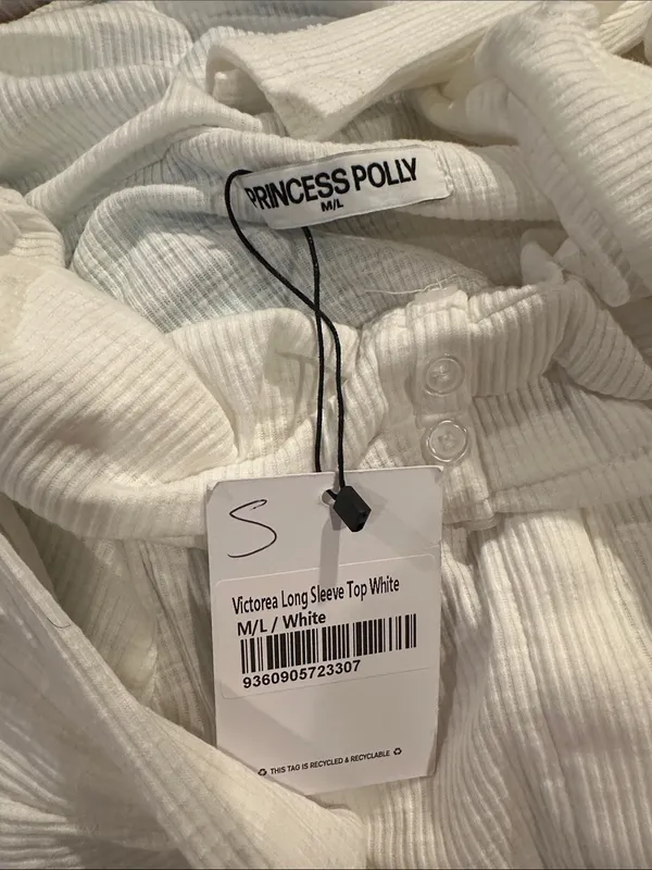 Princess Polly Victorea Off The Shoulder Long Sleeve White Top M - Image 5
