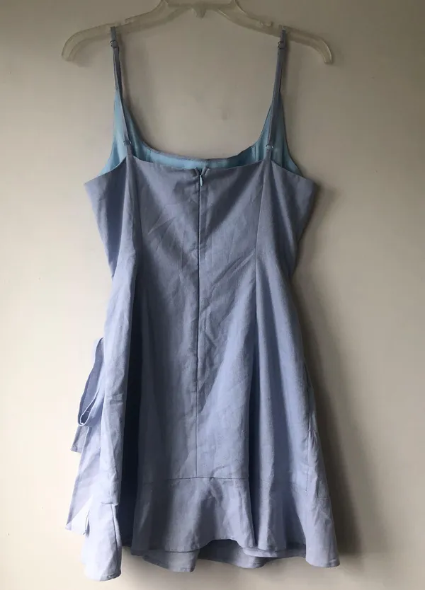 Princess Polly Cottage Hill Baby Blue Wrap Dress 10 - Image 3