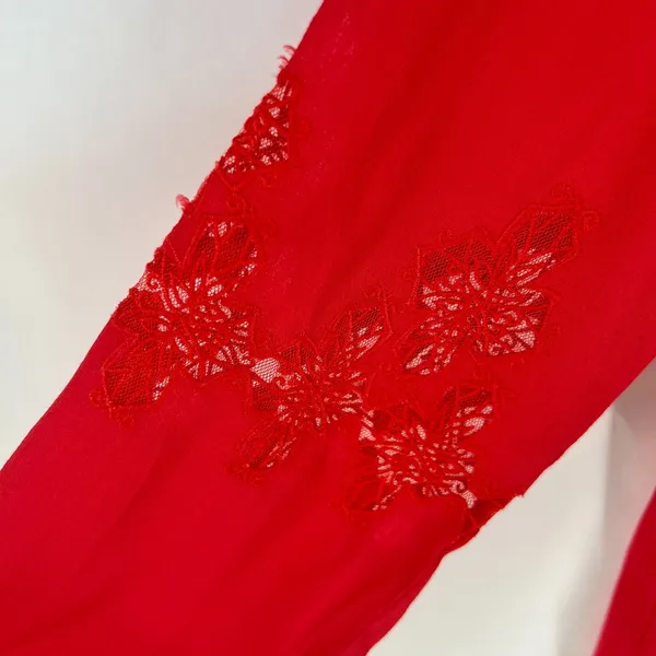 Gianni Bini Mini Dress Womens XS Red Viscose Lace Cutout Detail Keyhole Back‎ - Image 5