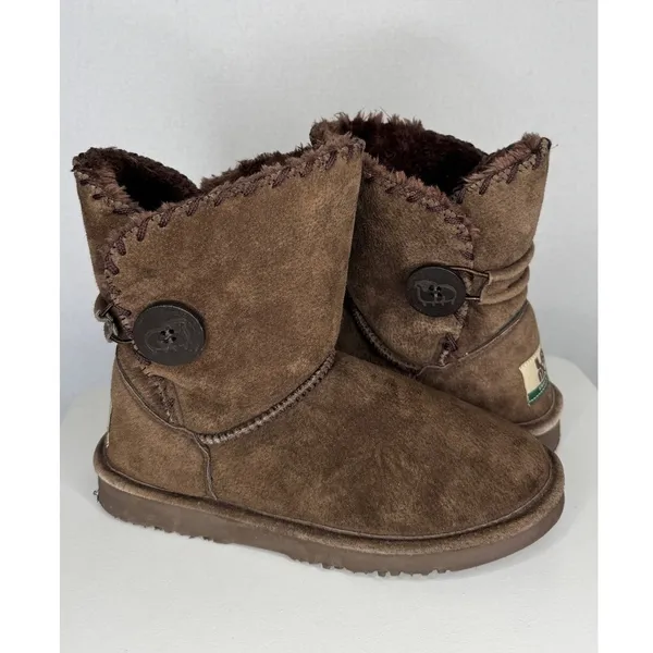 1990s–2000s Lamo Essential Shearling Suede Button Boots 7.5/8 Brown - Image 2