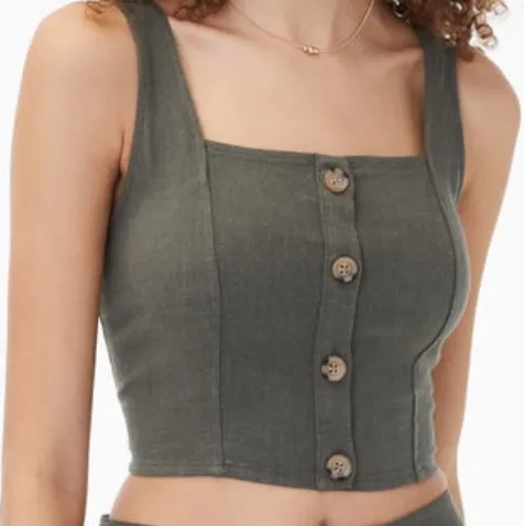 NWT  Button Front Cropped Tank Top - Image 5