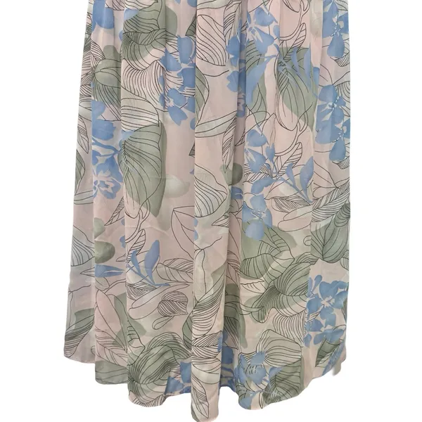 Big Water Blue Sky Pink Blue Green Floral Flutter Tie Back Maxi Dress S NEW Tags - Image 13