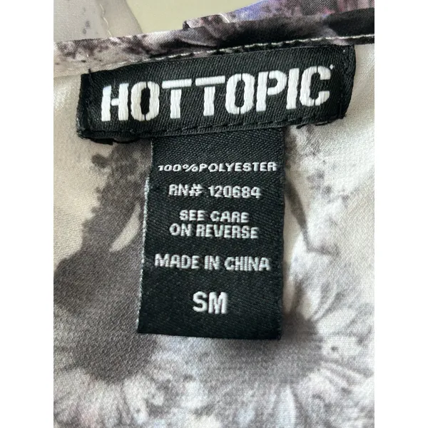 Hot Topic floral skull sheer blouse grunge goth spooky Small Halloween - Image 4