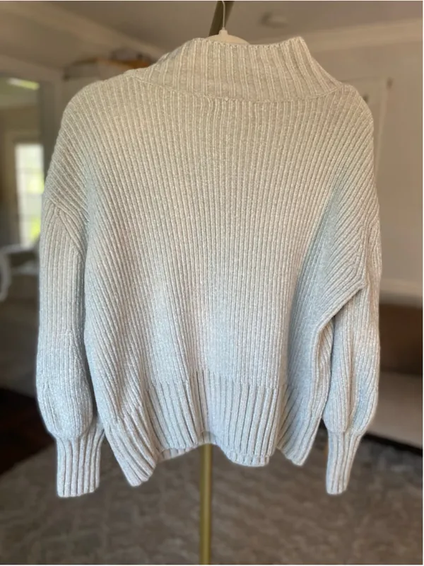 Cynthia Rowley Chenille Sweater Ribbed‎ Mock Neck Quiet Luxury Buttery Soft Cozy - Image 3