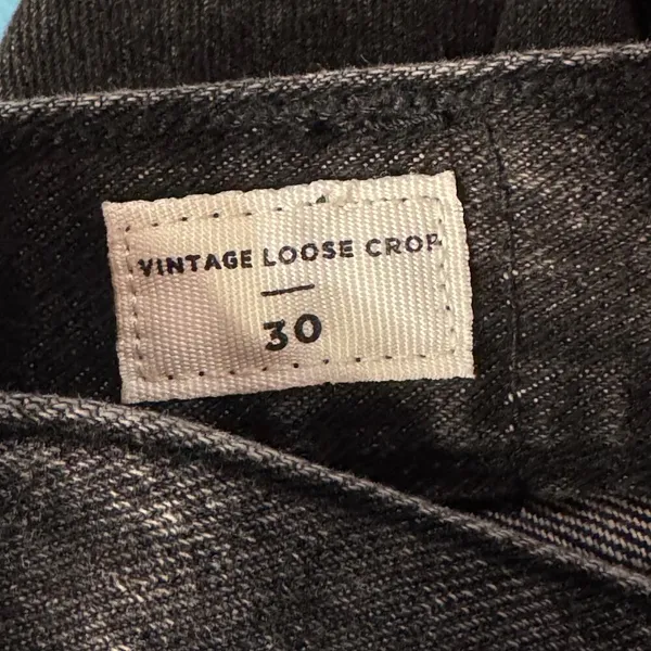 Pacsun SZ 30 Vintage Loose Crop Jeans Button-Fly Hi-Rise Seamed Leg Frayed Black - Image 9