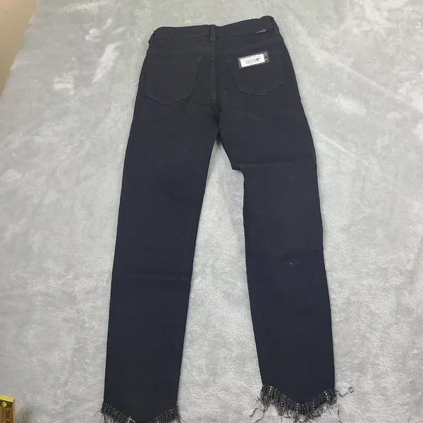 Risen Women's High Rise Crossover Jeans Black‎ Size 0/24 Waist Size 24 - Image 10