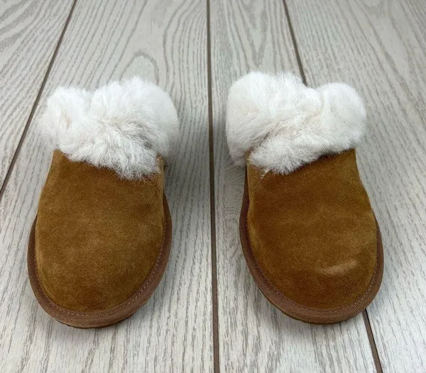 Koolaburra by UGG Milo Scuff Furry Slide on Slipper Shoe US6 Chestnut $60 - Image 2