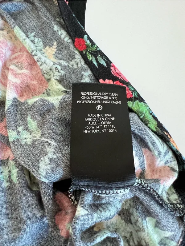 Alice + Olivia Women's Melva Black Floral Print Racerback Crop Tank Top Stretch - Image 9