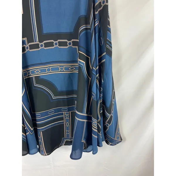 Ann Taylor Patterned Flow Skirt Black and Blue Size 6 - Image 2
