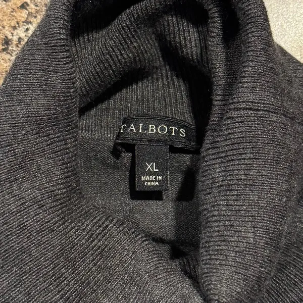 Talbots Turtleneck Sweater Minimalist Academia Old Money Quiet Luxury Gray XL - Image 4