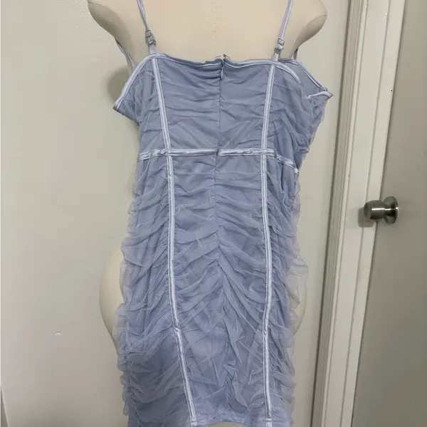 Light Periwinkle Ruched Bustier Mini Dress NWOT Large - Image 2