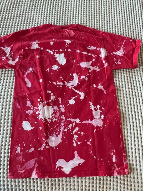 Champion Red Sacred Heart Pioneers Football Bleach-Splatter Tee - Image 2