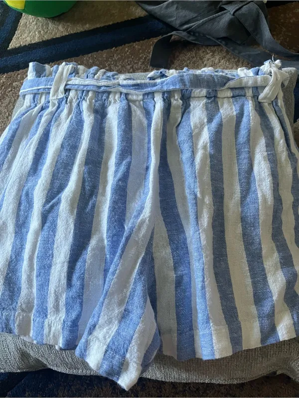 Love Tree Blue and White Striped Drawstring Bermuda Shorts - Image 3